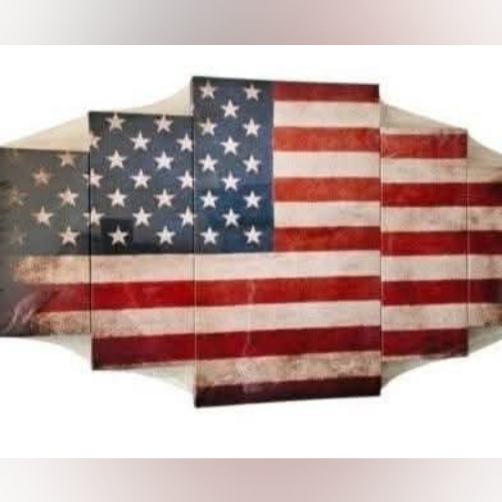 🆕 New 5pc American Flag Wooden Framed Canvas